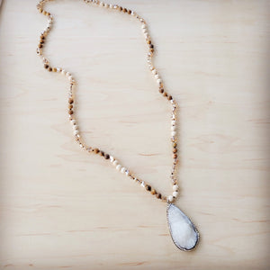 **Picture Jasper Beaded Necklace w/ Druzy Pendant 262v
