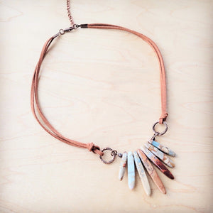 Aqua Terra Stone Slab Leather Cord Necklace 231ee