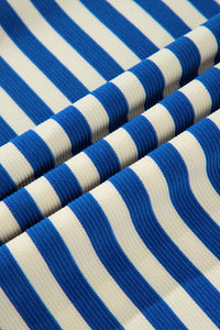 PRE ORDER - Stripe Flutter Sleeve Contrast Collar Mini Dress