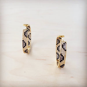 Chic Spotted Contour Gold Hoop Earrings 219cj