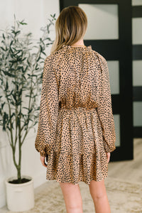 A Cheeky Little Time Tiered Dress in Pecan Brown