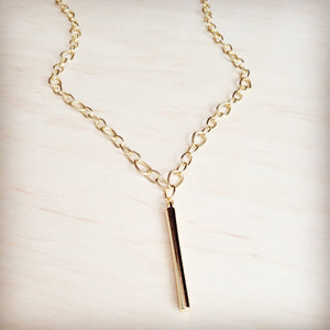 **Long Gold Chain Necklace w/ Bar Pendant 257kx