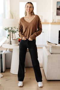 Back to Life V-Neck Sweater in Mocha - SALE