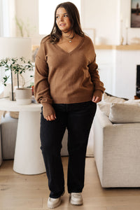 Back to Life V-Neck Sweater in Mocha - SALE