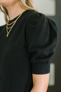 Casually Classy Puff Sleeve Blouse in Black