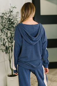 Certified Chiller Contrast Stripe Hoodie in Navy