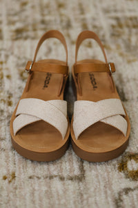 Chester Platform Nubuck Wedge Sandals in Cream