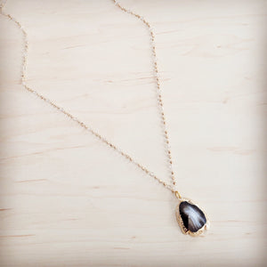**Gilded Black Agate Necklace 257ma