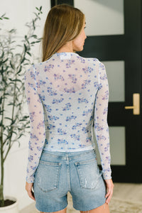 Flirty by Nature Mesh Layering Top in Light Blue