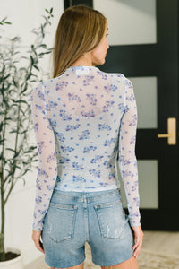 Flirty by Nature Mesh Layering Top in Light Blue