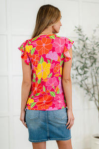 Garden Giggles Flutter Sleeve Top