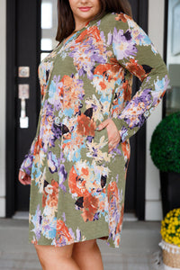 Generally Speaking V-Neck Dress in Olive Floral- SALE