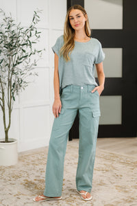 Heathered Harmony Basic Tee in Ash Jade