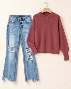 PRE ORDER - Drop Shoulder Ribbed Sweater