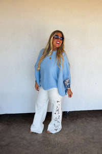 LIMITED TIME RELEASE- SUMMER FLORAL CHARM WIDE LEG JEAN