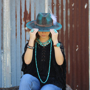 Long Boho Turquoise Beaded Necklace 248c