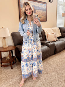 Tiered Button Chest Dress in Driftwood Bloom