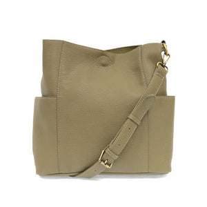 Joy Susan Kayleigh Side Pocket Bucket Bag in Sage