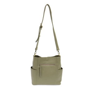 Joy Susan Kayleigh Side Pocket Bucket Bag in Sage