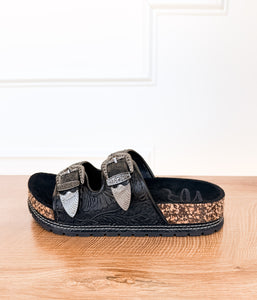 Morgana Western Sandal in Black