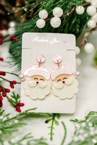 Merry in Pink Santa Dangle Earrings