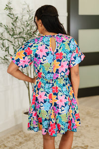 Miss Behave Bubble Sleeve Dress in Navy