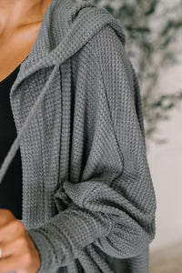 Pamper Travel Hooded Cardigan in Charcoal