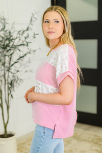 Parlour Picnic Color Block Knit Top in Pink