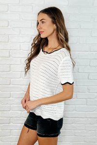 Pinkies Up Knit Top in White