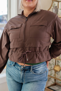 She's Got Game Cropped Jacket in Brown - SALE