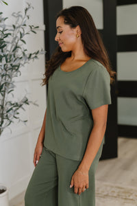 Thyme Boxy Tee in Dusty Pine