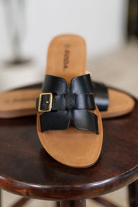 Torvi Black Slip on Sandals