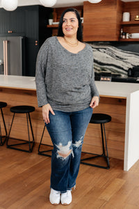 Warm Thoughts Ribbed Top in Charcoal SALE