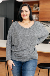 Warm Thoughts Ribbed Top in Charcoal SALE