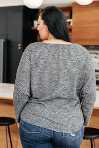 Warm Thoughts Ribbed Top in Charcoal SALE