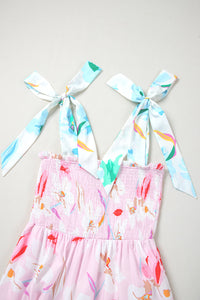 PRE ORDER - Floral Knotted Shoulder Smocked Maxi Dress