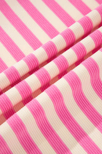 PRE ORDER - Stripe Flutter Sleeve Contrast Collar Mini Dress