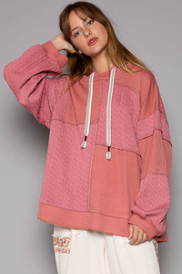 POL Balloon Sleeve Cut Sew Sweater Knit Top in Mauve