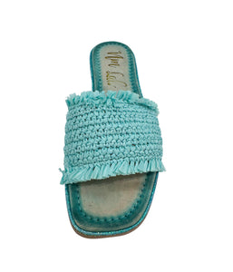 Juana Woven Sandals in Aqua Blue
