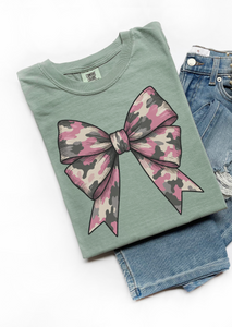 Camo Pink Coquette Bow TEE