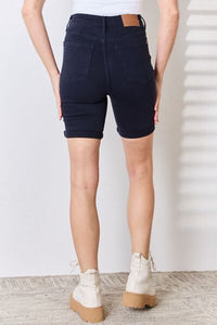Judy Blue Full Size High Waist Tummy Control Bermuda Shorts in Navy