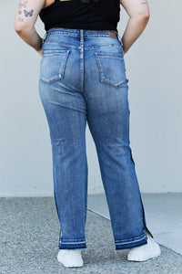 Judy Blue Two-Tone Raw Hem Slit Jeans
