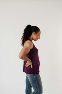 Running Behind Twist Back Tank In Plum esb