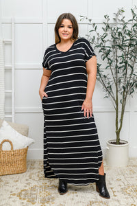 Striped Maxi Dress In Black