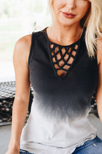 Gray Horizons Criss Cross Tank TOP