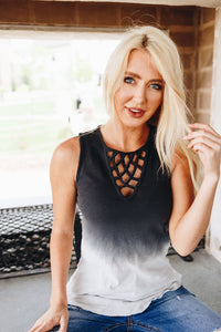 Gray Horizons Criss Cross Tank TOP