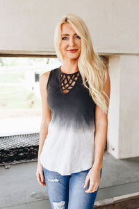 Gray Horizons Criss Cross Tank TOP