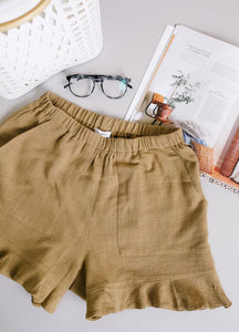 Ruffly Speaking Shorts In Khaki ESB