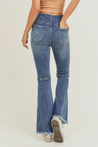 ESB Distressed Elastic Waistband Vintage Flare Risen Jeans