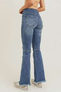 ESB Distressed Elastic Waistband Vintage Flare Risen Jeans
